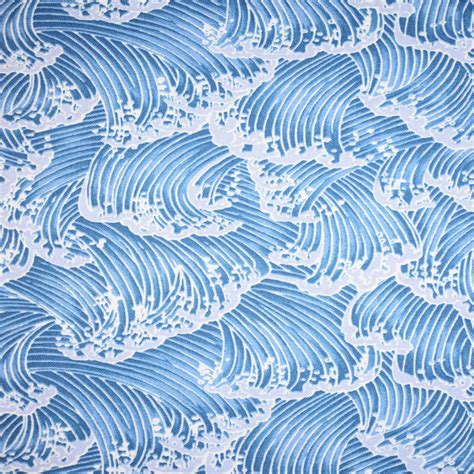 Blue Asian Wave Cotton Fabric 